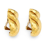 Hammered 18K Yellow Gold Earclips by Henry Dunay, circa 1970s