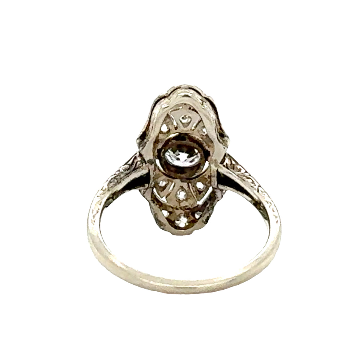 Edwardian 14K White Gold Diamond Filigree Ring