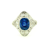 Edwardian Sapphire and Diamond Platinum Ring, circa 1910