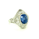 Edwardian Sapphire and Diamond Platinum Ring, circa 1910