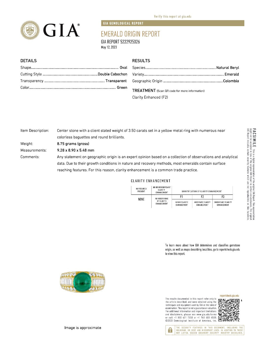 Emerald and Diamond 18K Gold Ring by Tiffany & Co.