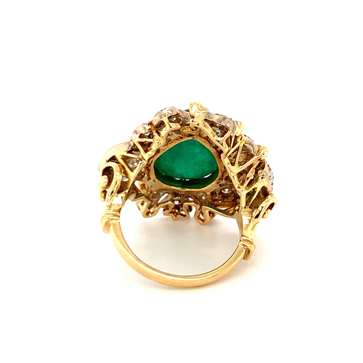 Emerald and Diamond 18K Yellow Gold Ring, circa 1960s