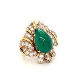 Emerald and Diamond 18K Yellow Gold Ring, circa 1960s