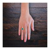 Emerald and Diamond 18k Yellow Gold Ring, circa 1970s