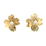 Emerald and Diamond Flower 18k Yellow Gold Earclips, circa 1960s