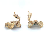 Emerald and Diamond Flower 18k Yellow Gold Earclips, circa 1960s