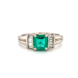 Emerald and Diamond Platinum Ring