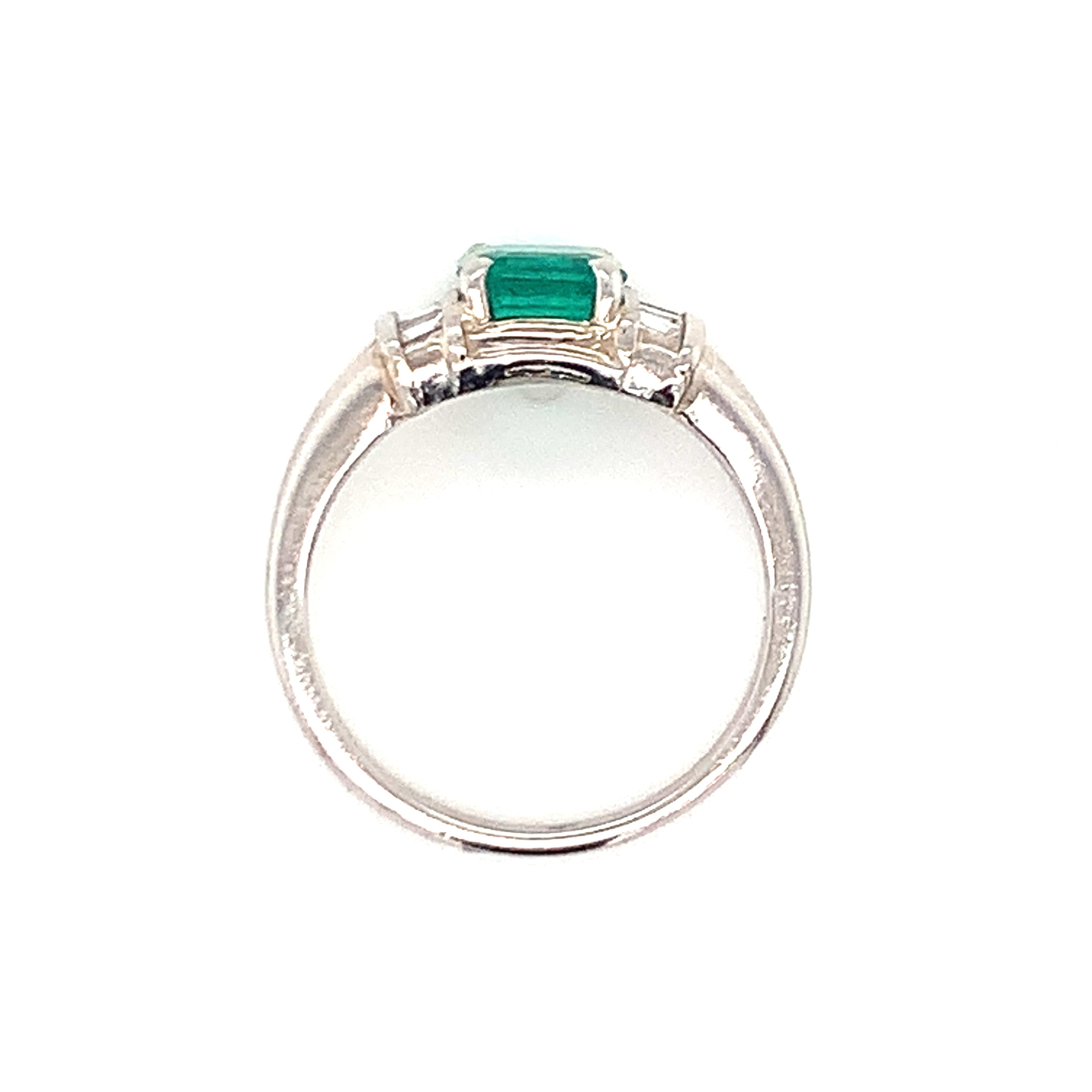 Emerald and Diamond Platinum Ring