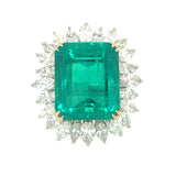 Emerald and Diamond Platinum and Gold Ring