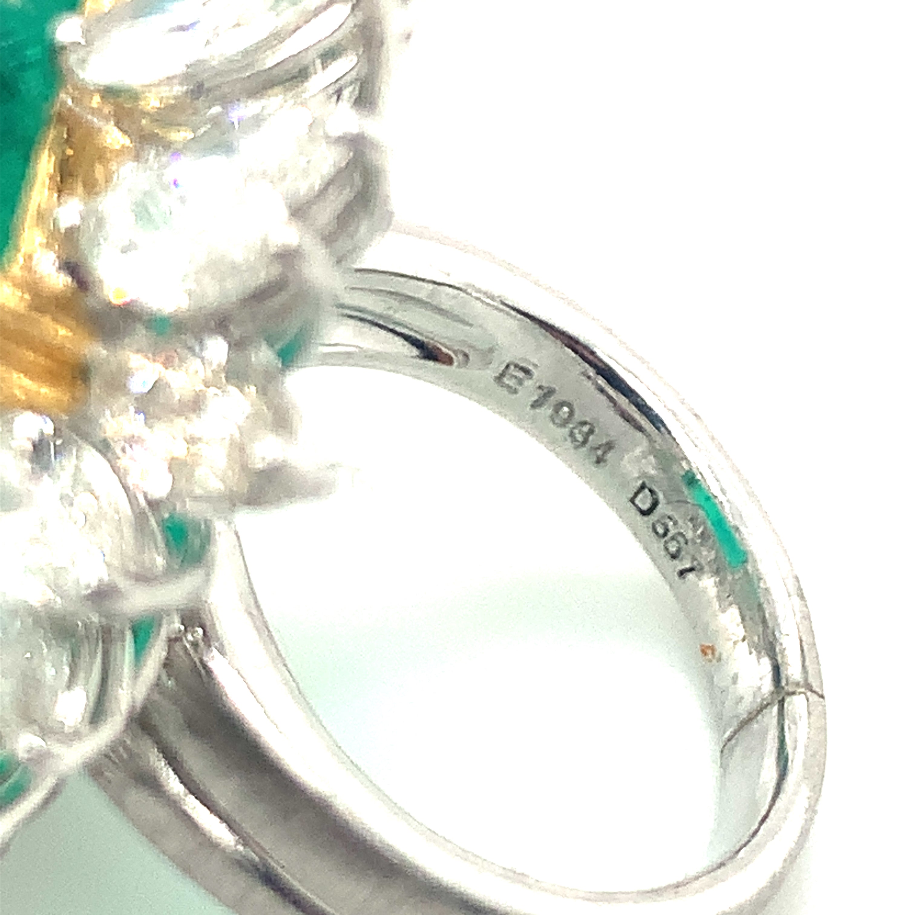 Emerald and Diamond Platinum and Gold Ring