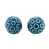 Enamel 18K Yellow Gold Button Earrings