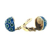 Enamel 18K Yellow Gold Button Earrings