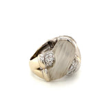 Fluted Rock Crystal Quartz and Diamond 18k White Gold Cocktail Ring, circa 1970s