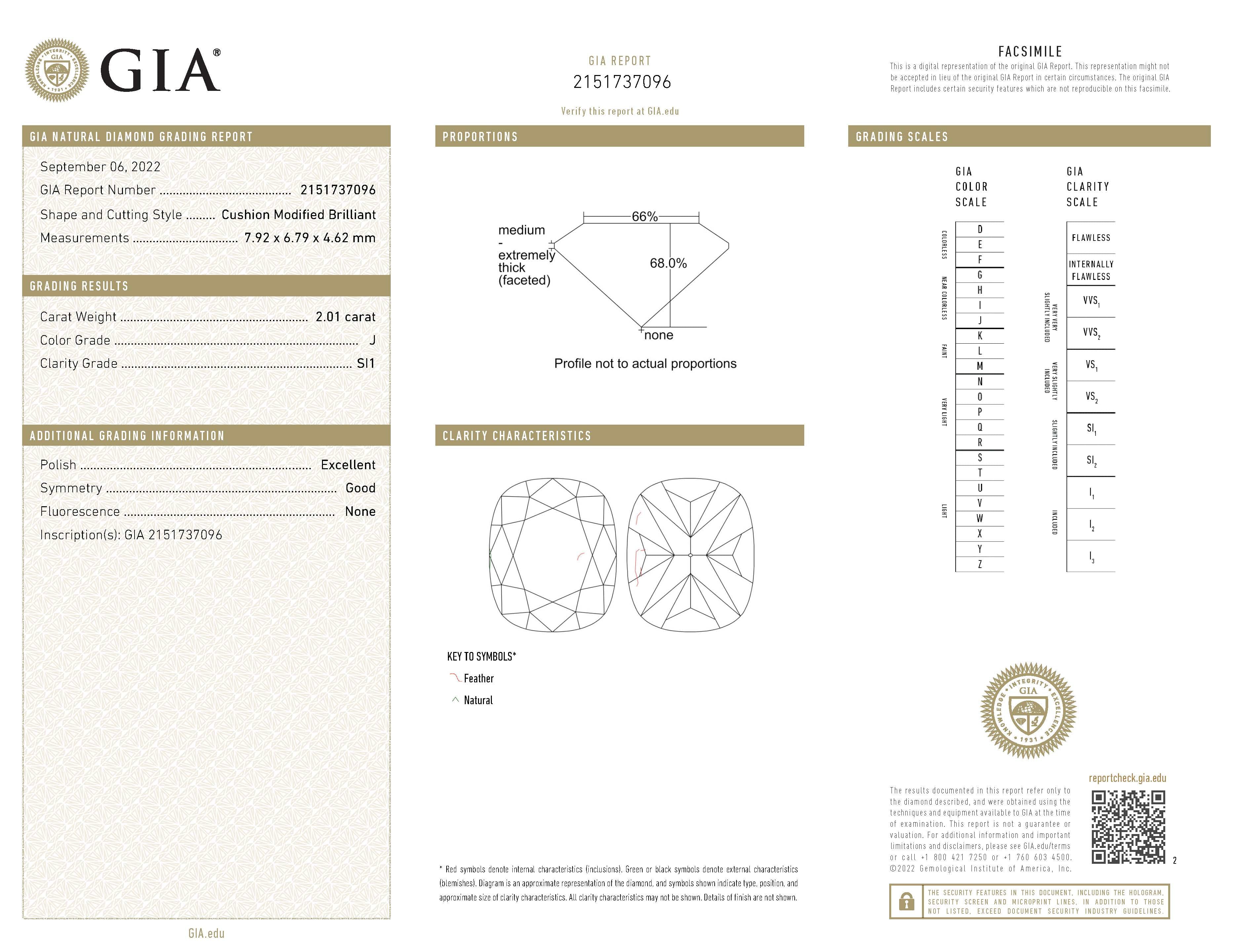 GIA Certified 2.01 Carat White Gold Diamond Engagement Ring