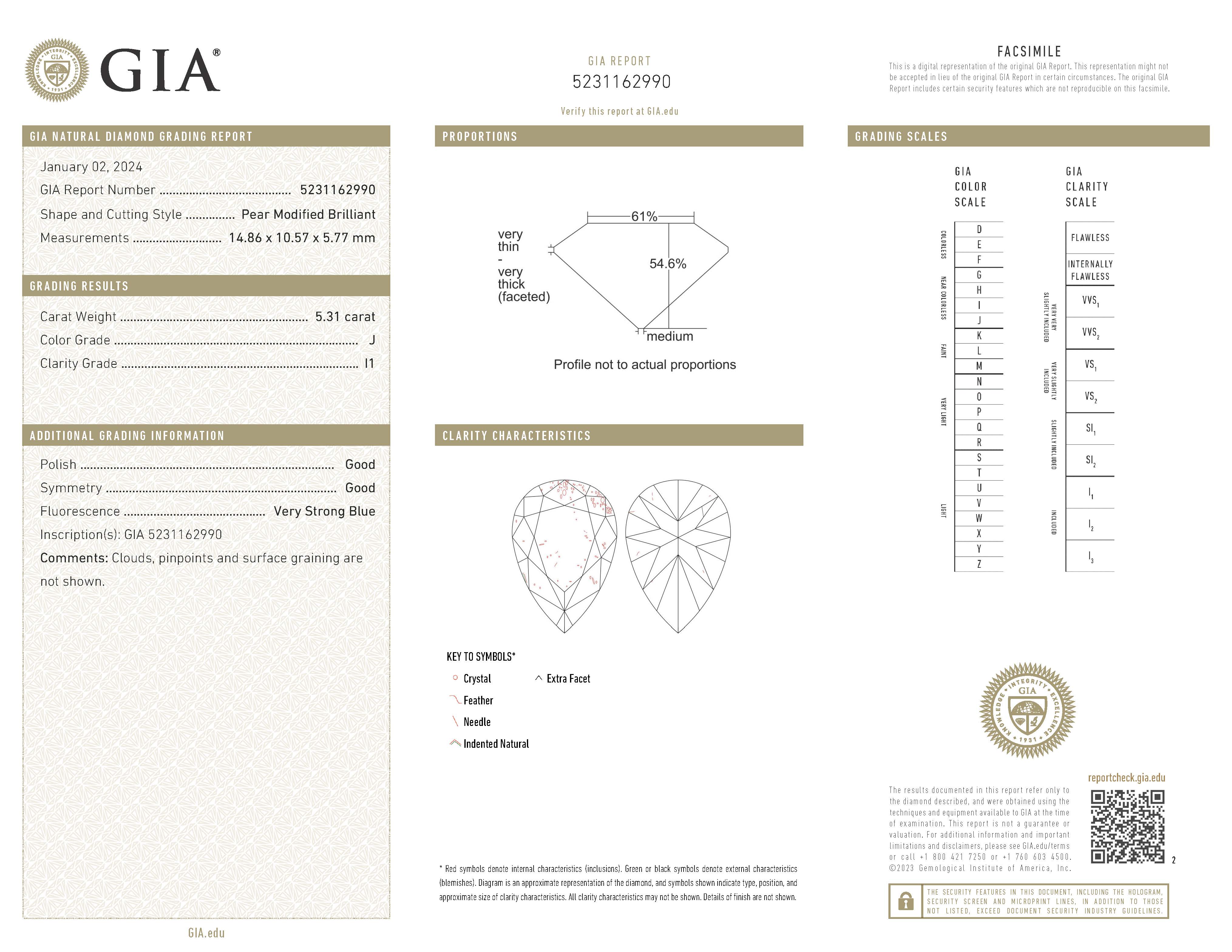 GIA Certified 5.31 Carat Diamond Platinum Engagement Ring