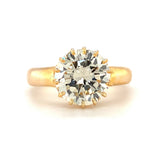 Gia Certified 3.32 Carat Diamond Engagement Ring in Yellow Gold, circa 1960s