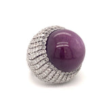 Gia Certified 78.67 Carat Star Ruby and Diamond Bombe 14K White Gold Ring