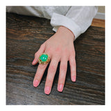 Green Jade 18K Yellow Gold Ring, circa 1960s