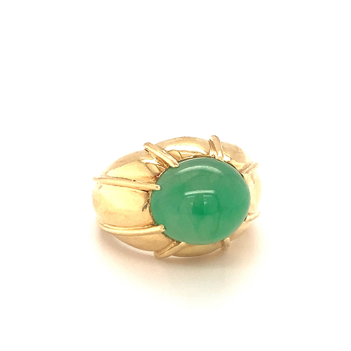 Green Jade 18K Yellow Gold Ring, circa 1970s