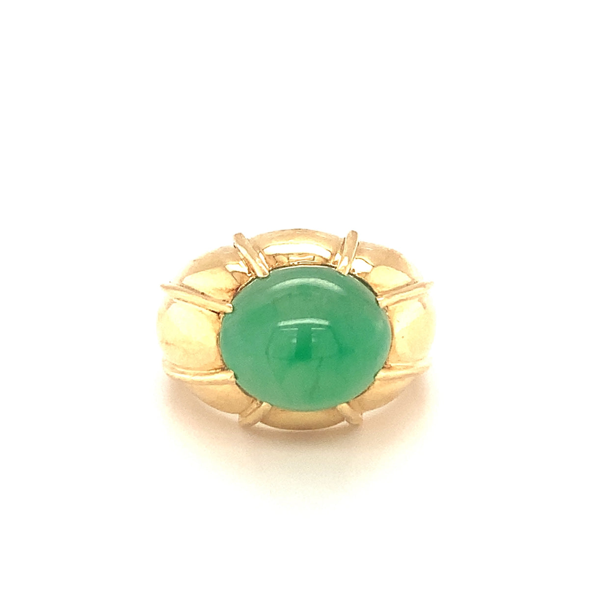 Green Jade 18K Yellow Gold Ring, circa 1970s