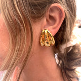 Hammered 18k Yellow Gold Earclips by Henry Dunay, circa 1970s