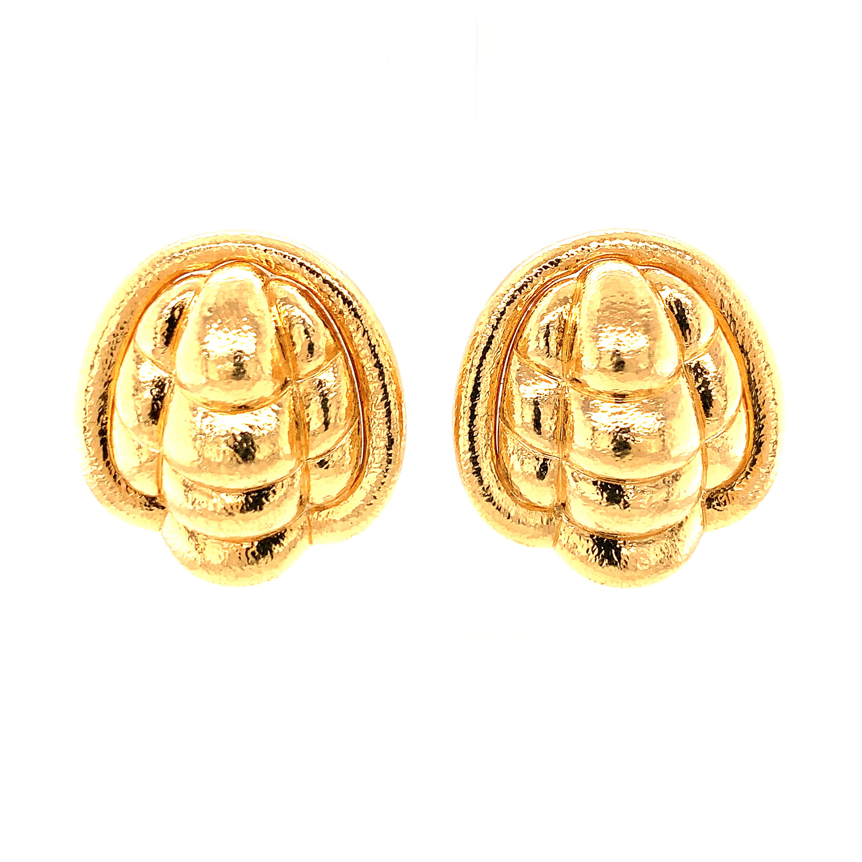 Hammered 18k Yellow Gold Earrings, circa 1960s