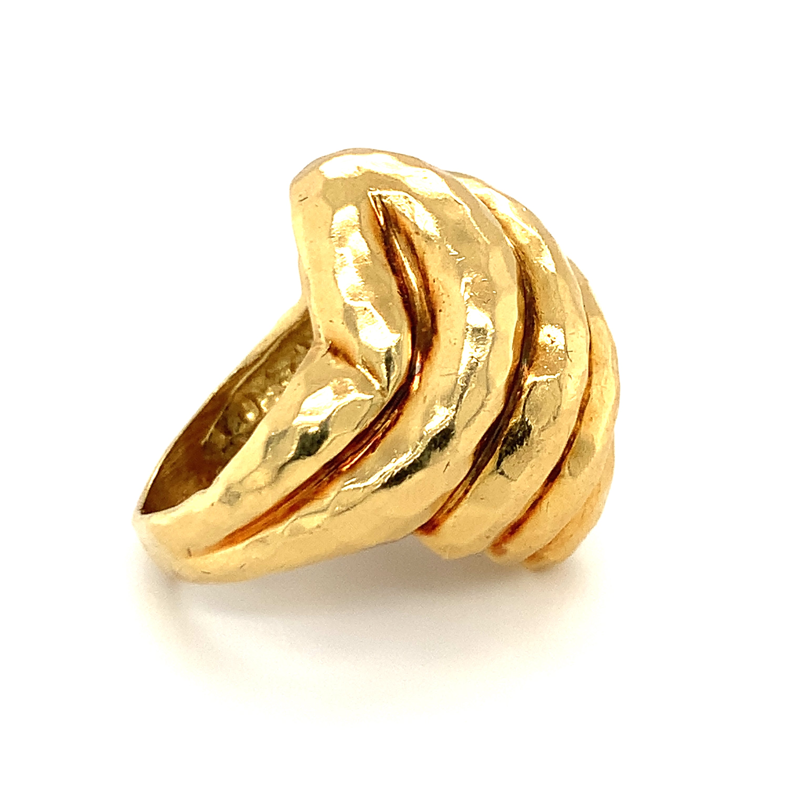 Hammered Finish 18K Yellow Gold Ring