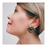 Heart Shape Earrings in 18k Gold and Steel by Marina B, circa 1980s