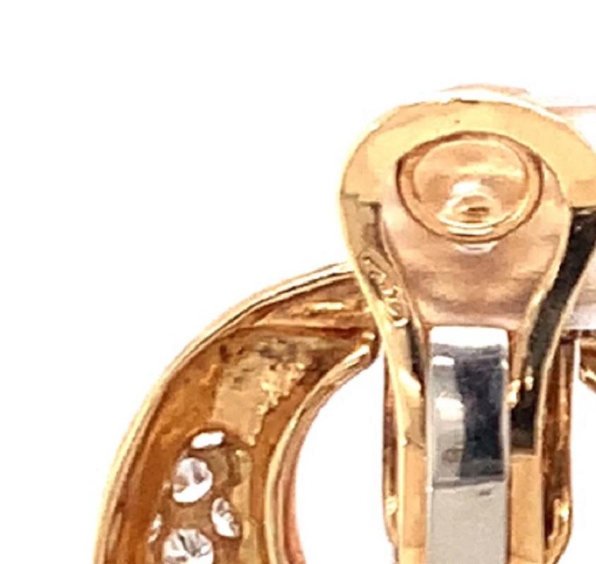 Diamond Doorknocker 18K Yellow Gold Earclips, circa 1970s