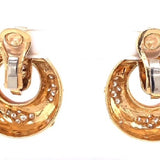 Diamond Doorknocker 18K Yellow Gold Earclips, circa 1970s