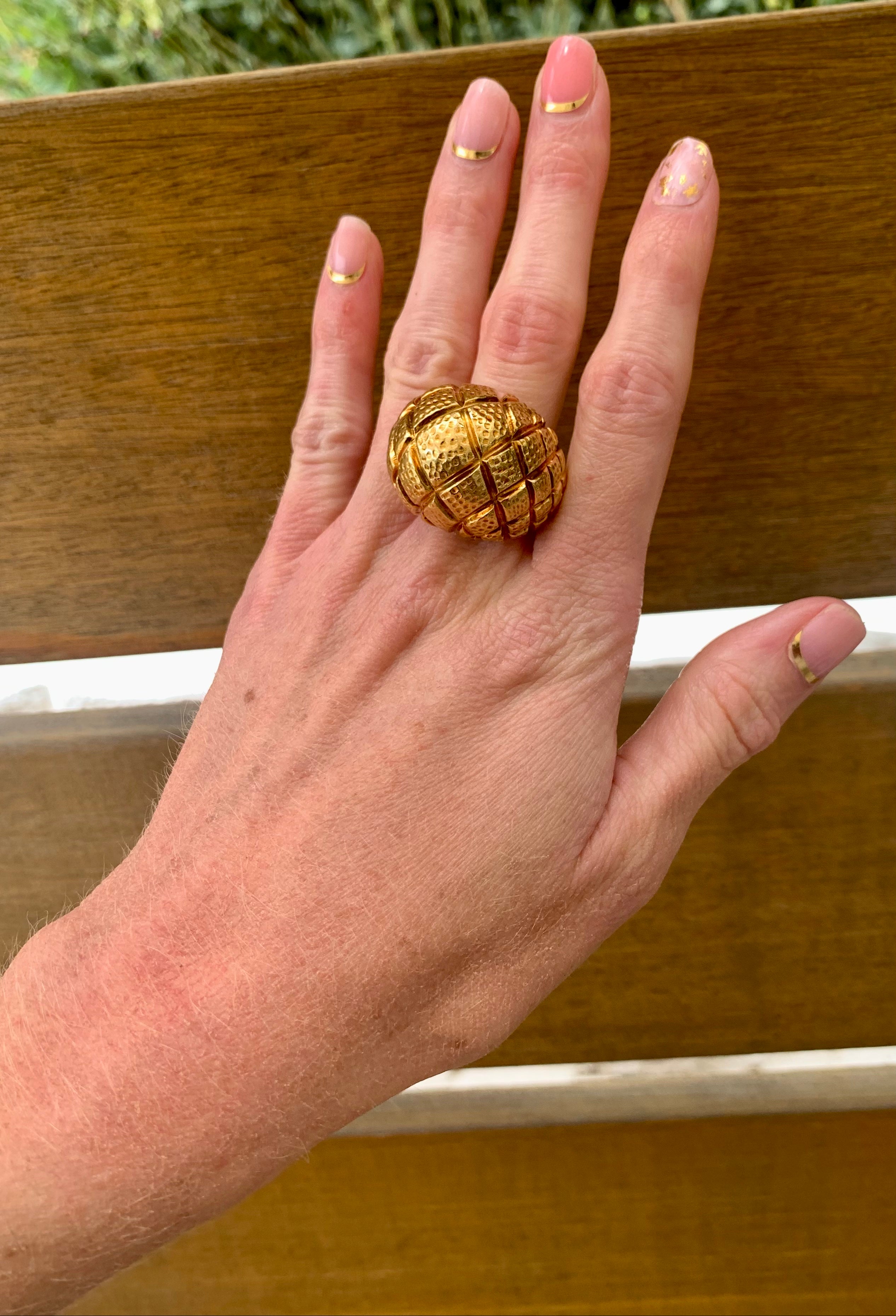 Immense 22K Yellow Gold Dome Ring, circa 1960s