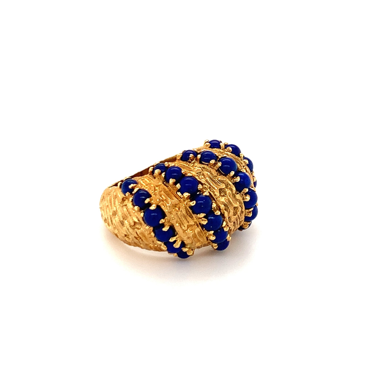Lapis Lazuli Dome 18K Yellow Gold Ring, circa 1970s