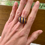 Lapis Lazuli Dome 18K Yellow Gold Ring, circa 1970s