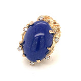 Lapis Lazuli and Diamond 14K Yellow Gold Ring, circa 1960s