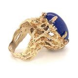 Lapis Lazuli and Diamond 14K Yellow Gold Ring, circa 1960s