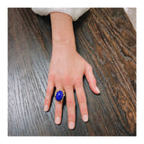 Lapis Lazuli and Diamond 14K Yellow Gold Ring, circa 1960s