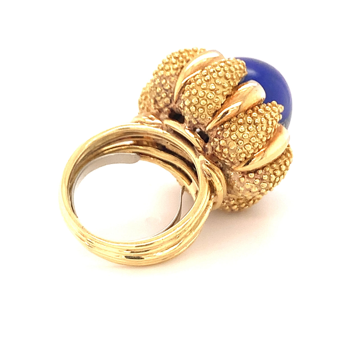 Lapis Lazuli and Diamond 18K Yellow Gold Cocktail Ring, circa 1960s