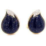 Lapis Lazuli and Diamond 18k Yellow Gold Earrings, circa 1970s
