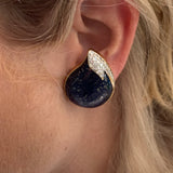 Lapis Lazuli and Diamond 18k Yellow Gold Earrings, circa 1970s
