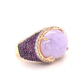 Lavender Jadeite, Amethyst and Diamond 18K Rose Gold Cocktail Ring