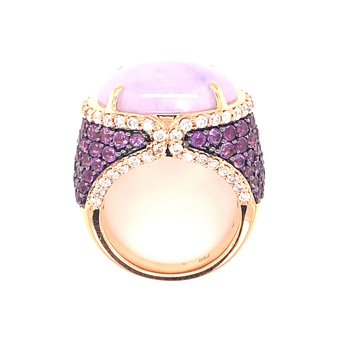 Lavender Jadeite, Amethyst and Diamond 18K Rose Gold Cocktail Ring