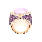 Lavender Jadeite, Amethyst and Diamond 18K Rose Gold Cocktail Ring