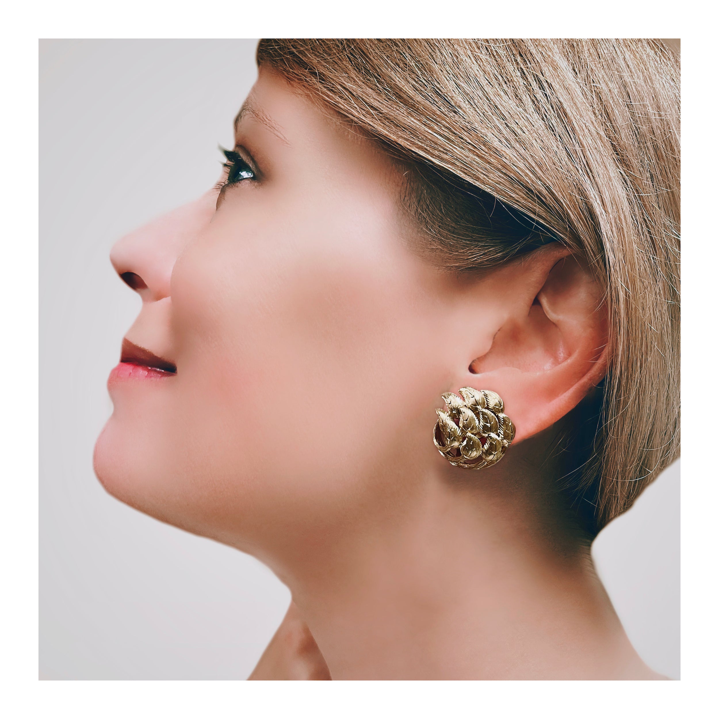 Leaf Design 18K Yellow Gold Earrings