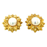 Mabe Pearl 18K Yellow Gold Sunflower Earclips