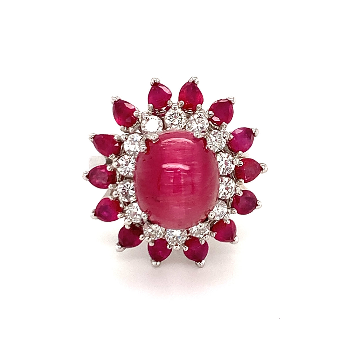 Mid-Century Cat's Eye Tourmaline White Gold Cocktail Ring