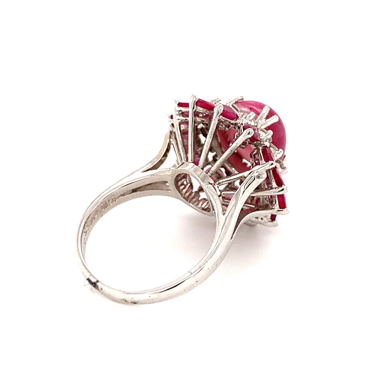 Mid-Century Cat's Eye Tourmaline White Gold Cocktail Ring