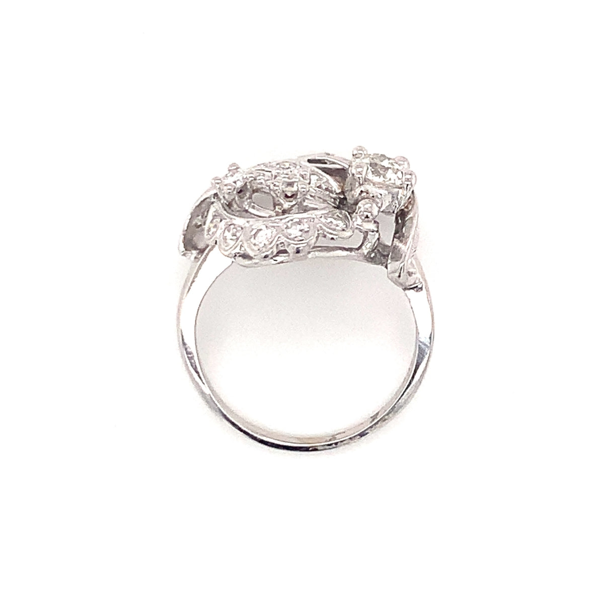 Mid-Century Diamond Cluster 14K White Gold Ring, circa 1950s