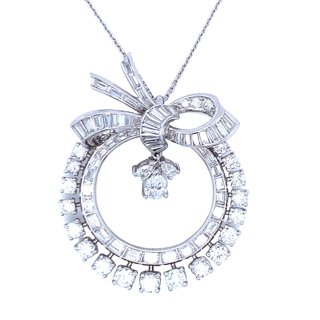 Mid-Century Diamond Platinum Circular Pendant