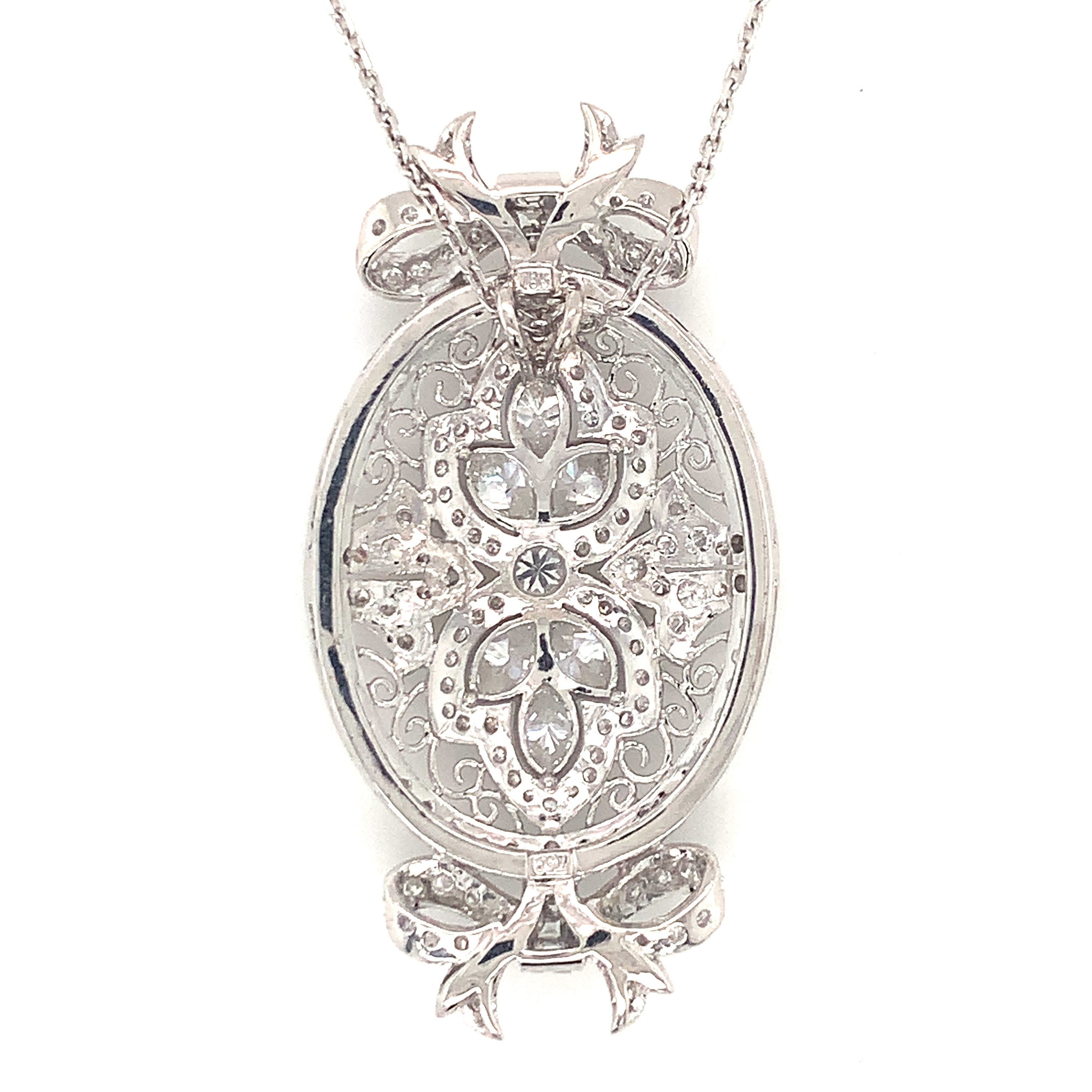 Mid-Century Diamond White Gold Pendant