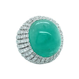 Mid-Century Emerald and Diamond 14K White Gold Ring